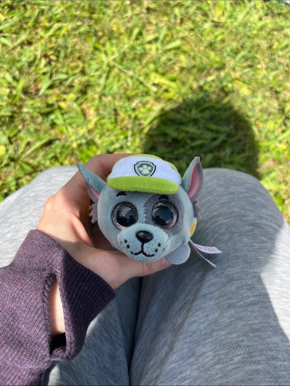 Paw Patrol Rocky Teeny Ty Plush in Gray, Green, Yellow